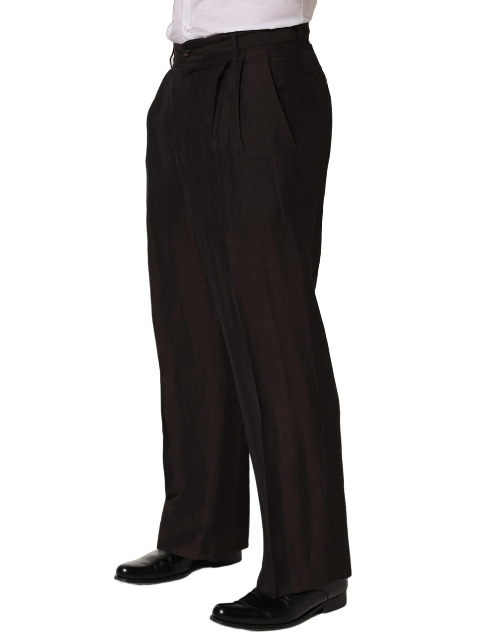 Dolce & Gabbana Brown Linen Straight Men Dress Trouser Pants - IT48 | M