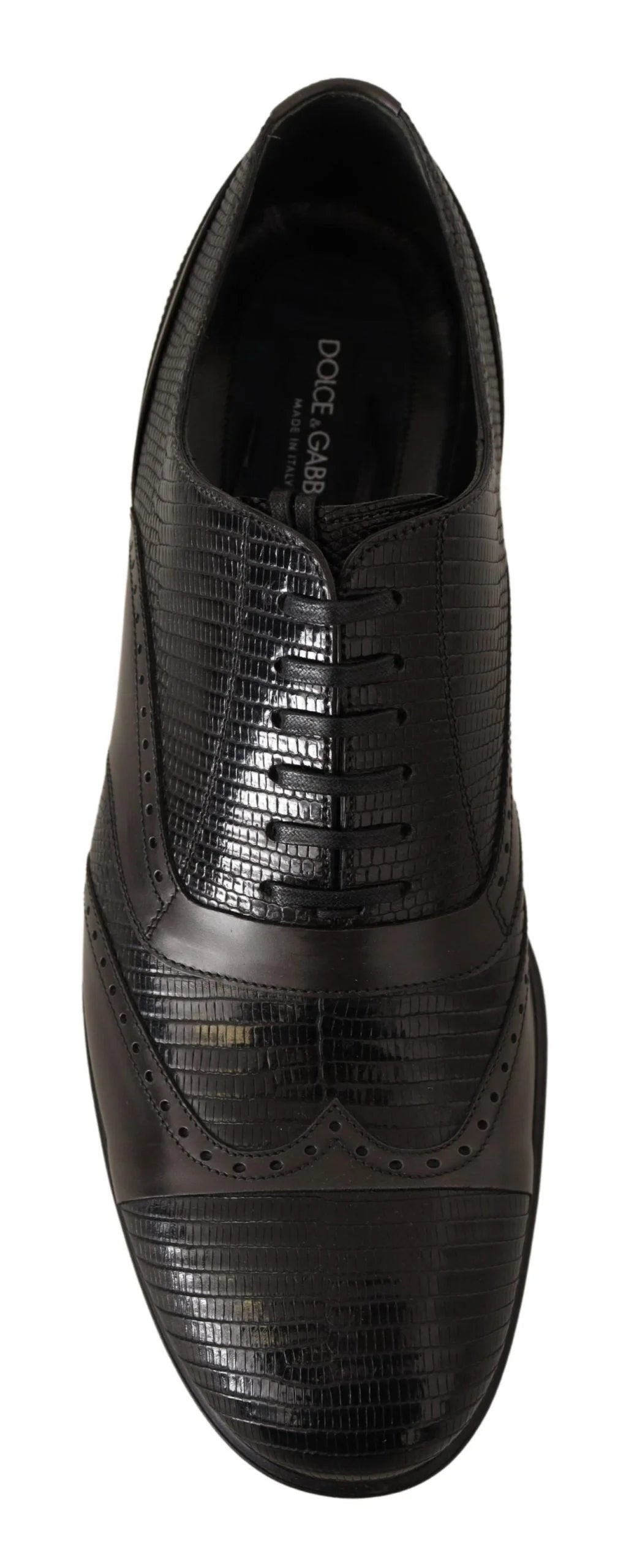 Dolce & Gabbana Brown Lizard Skin Leather Oxford Dress Shoes - EU44/US11