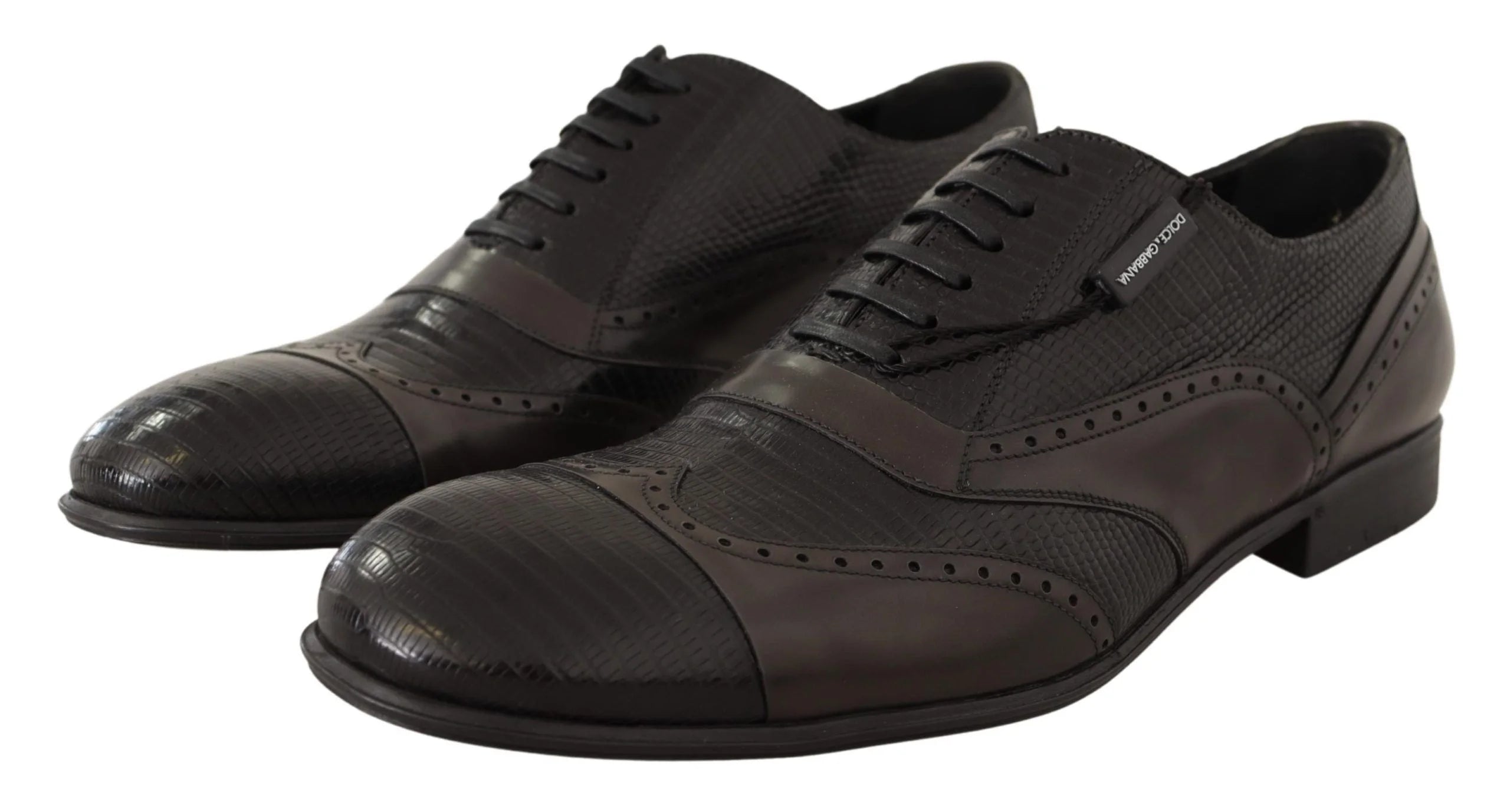 Dolce & Gabbana Brown Lizard Skin Leather Oxford Dress Shoes - EU44/US11