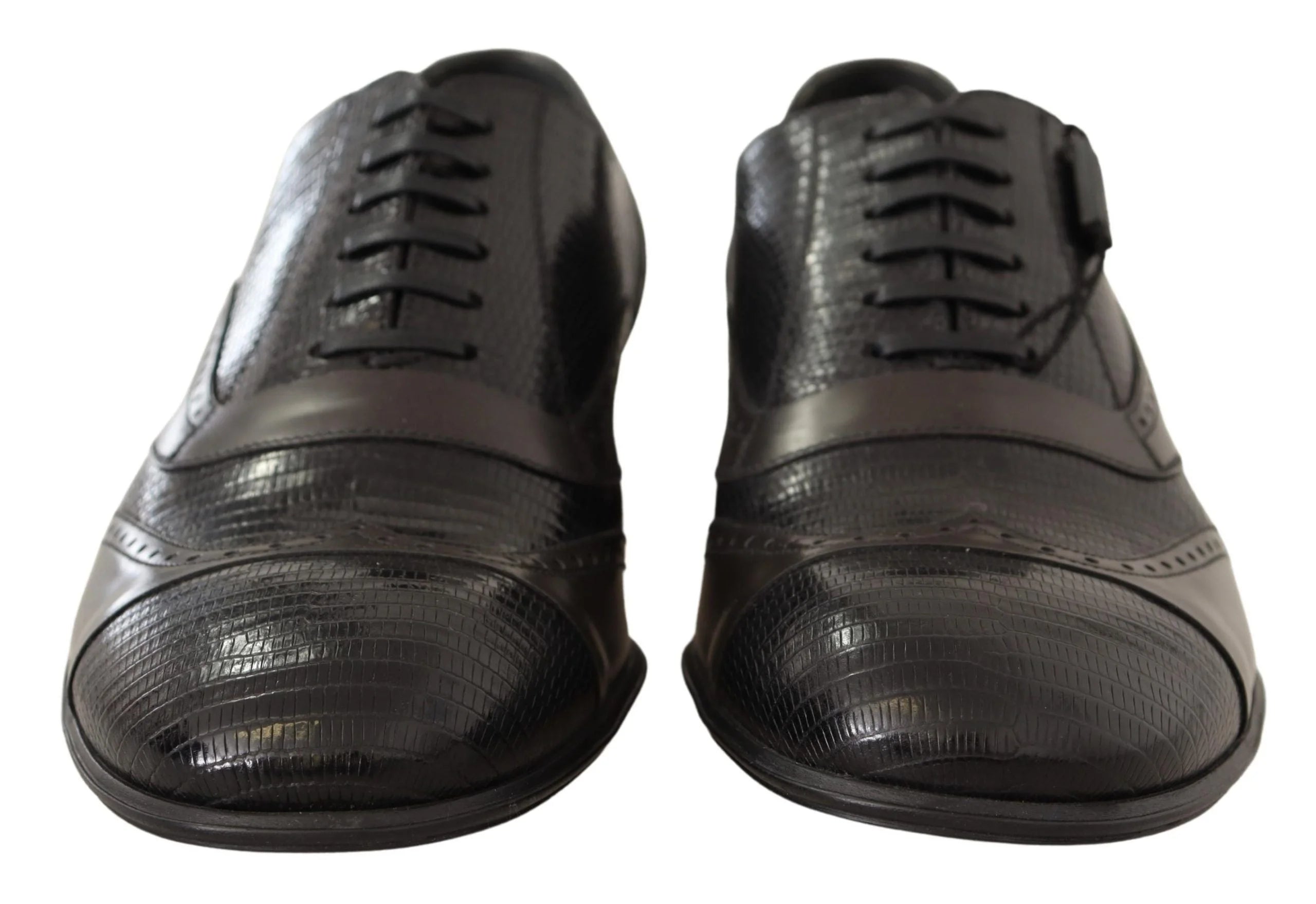 Dolce & Gabbana Brown Lizard Skin Leather Oxford Dress Shoes - EU44/US11