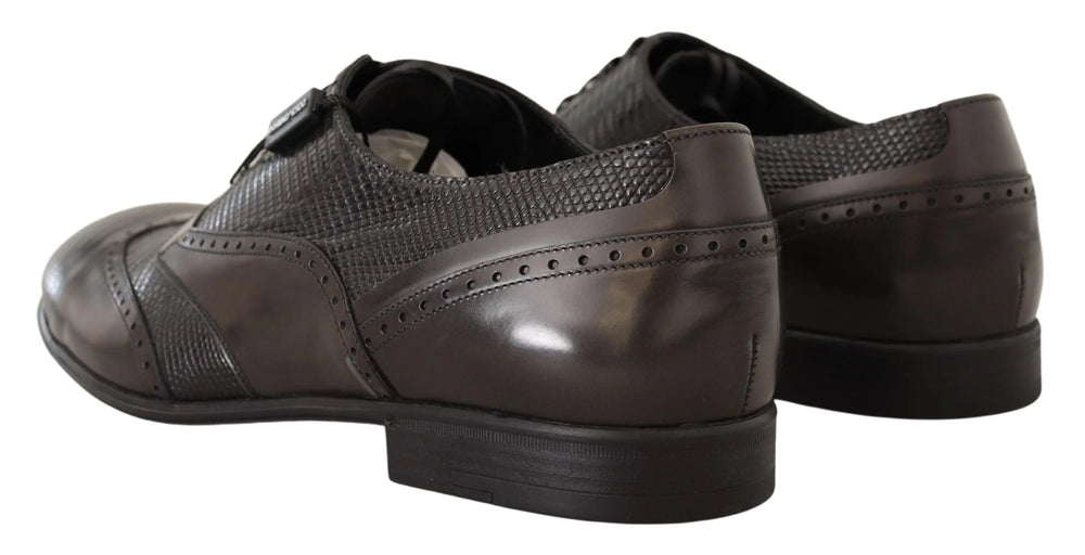 Dolce & Gabbana Brown Lizard Skin Leather Oxford Dress Shoes - EU44/US11