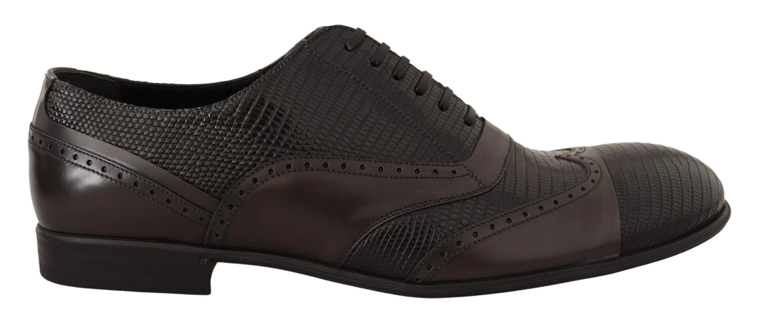 Dolce & Gabbana Brown Lizard Skin Leather Oxford Dress Shoes - EU44/US11
