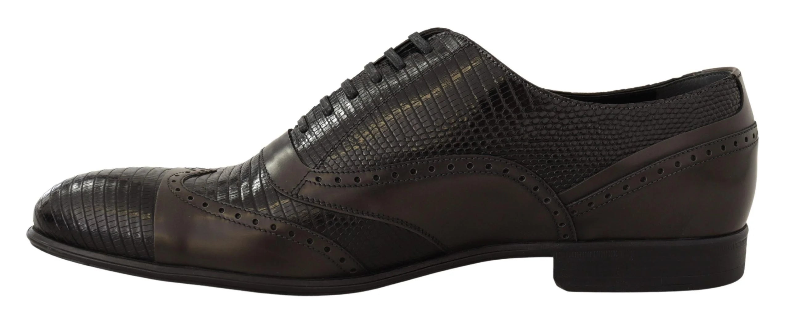 Dolce & Gabbana Brown Lizard Skin Leather Oxford Dress Shoes - EU44/US11