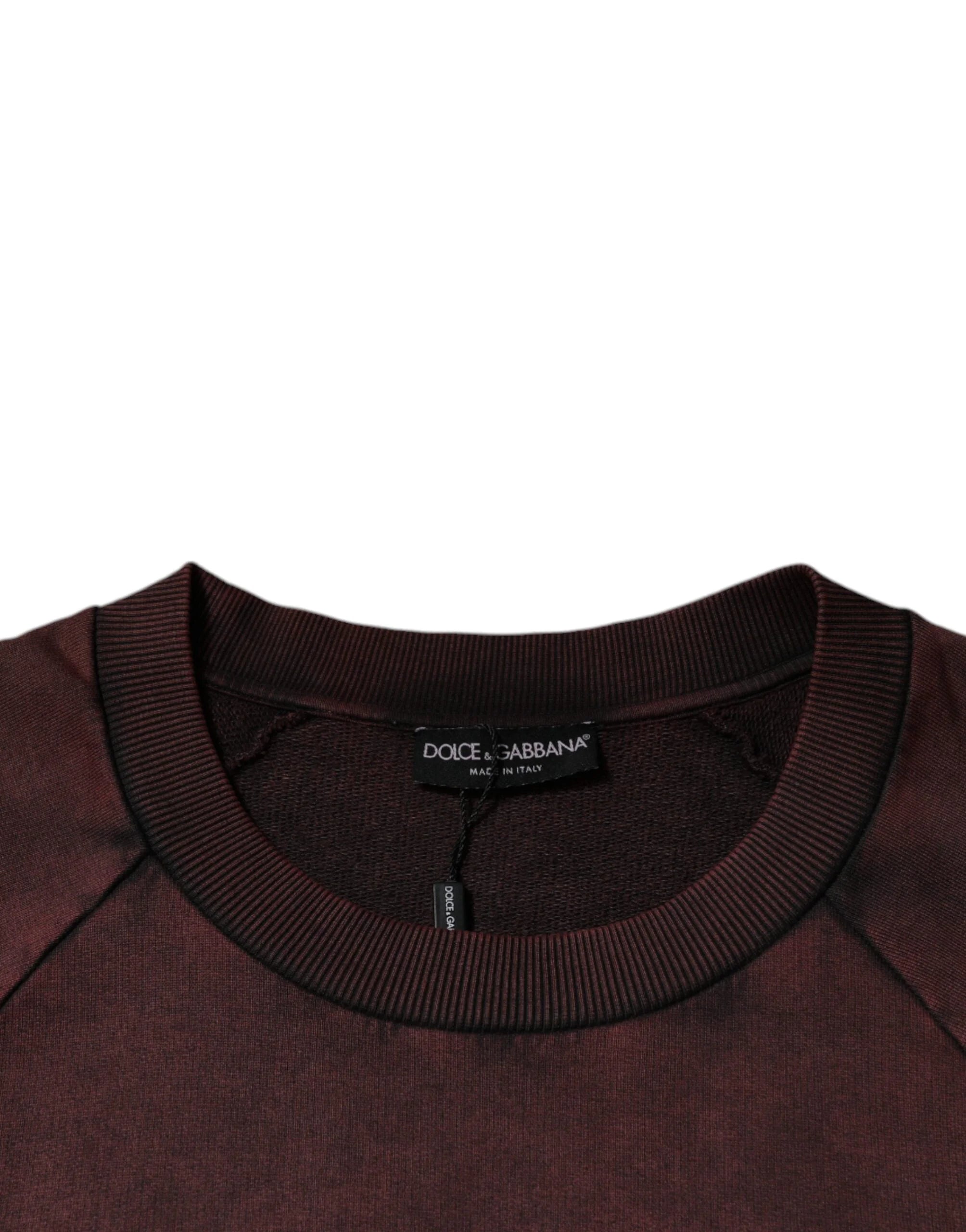 Dolce & Gabbana Brown Logo Cotton Crew Neck Pullover Sweater - IT48 | M - Sweaters