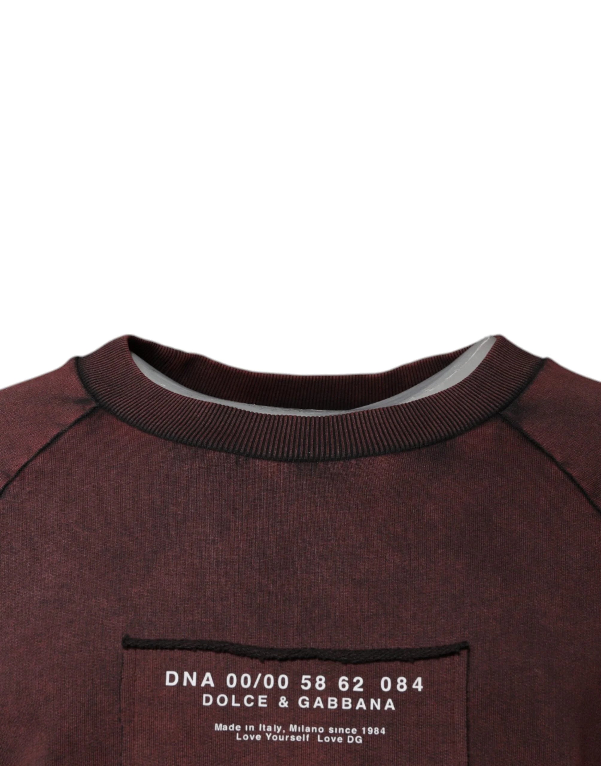 Dolce & Gabbana Brown Logo Cotton Crew Neck Pullover Sweater - IT48 | M - Sweaters