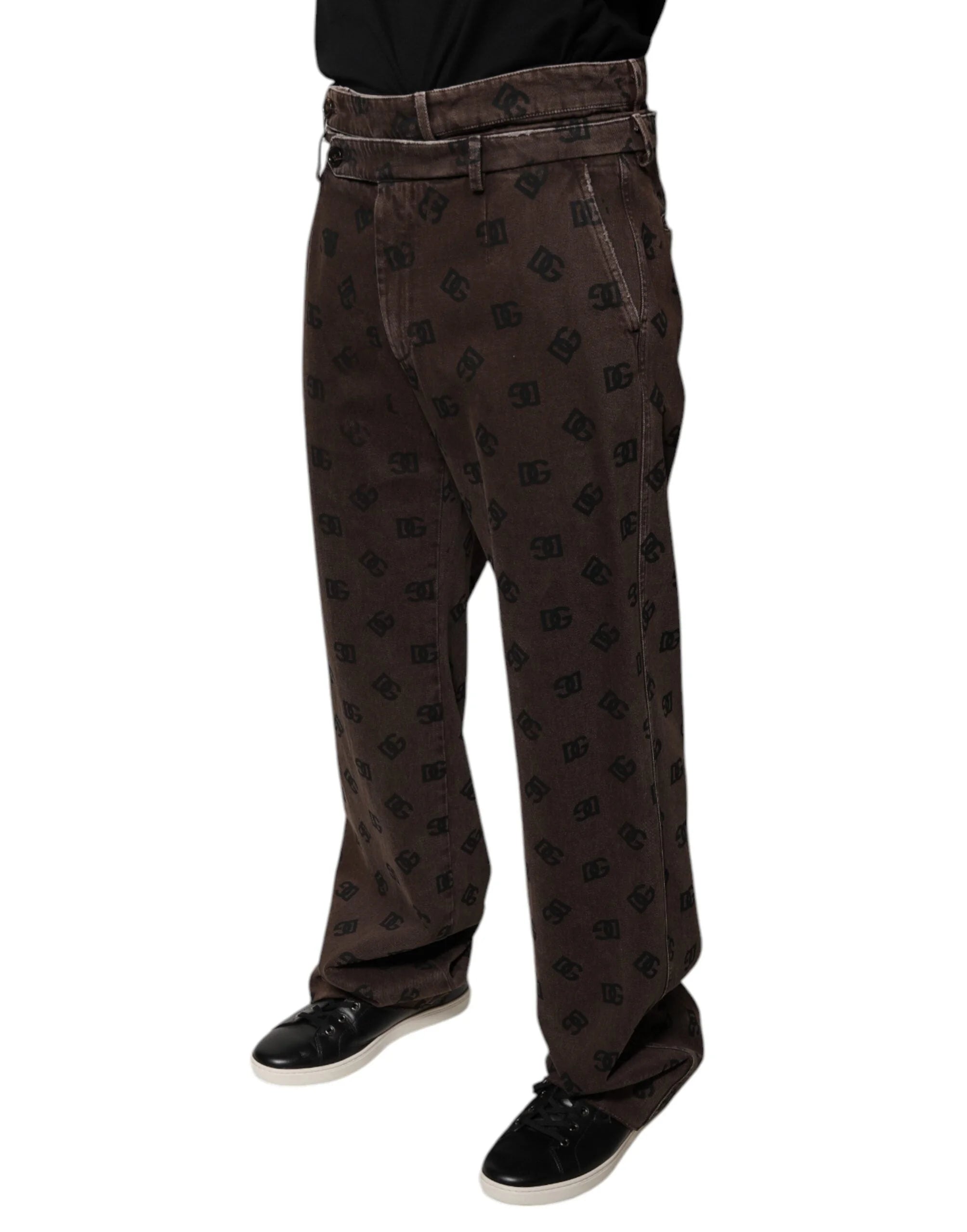 Dolce & Gabbana Brown Logo Cotton Straight Denim Jeans - IT48 | M - Jeans