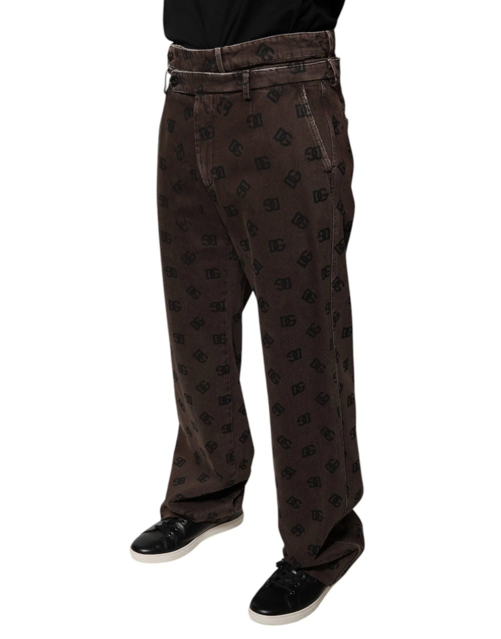 Dolce & Gabbana Brown Logo Cotton Straight Denim Jeans - IT48 | M - Jeans