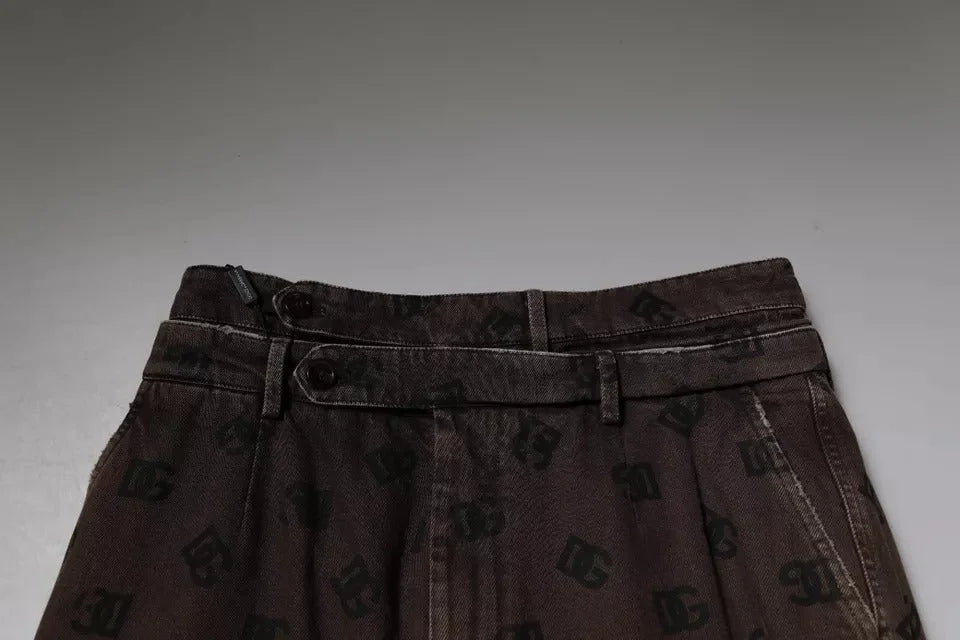 Dolce & Gabbana Brown Logo Cotton Straight Denim Jeans - IT48 | M - Jeans