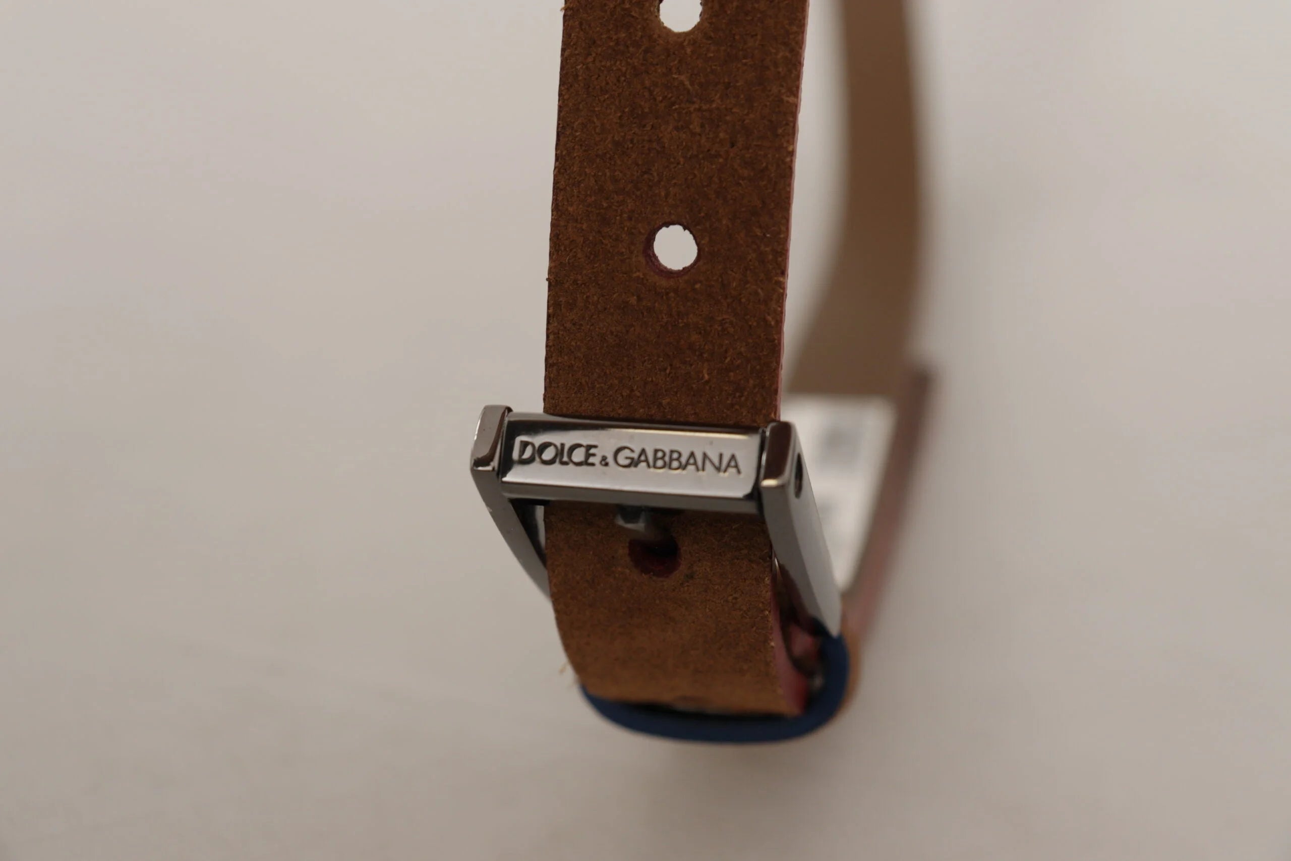 Dolce & Gabbana Brown Logo Engraved Metal Waist Buckle Belt - 90 cm / 36 Inches - Belts