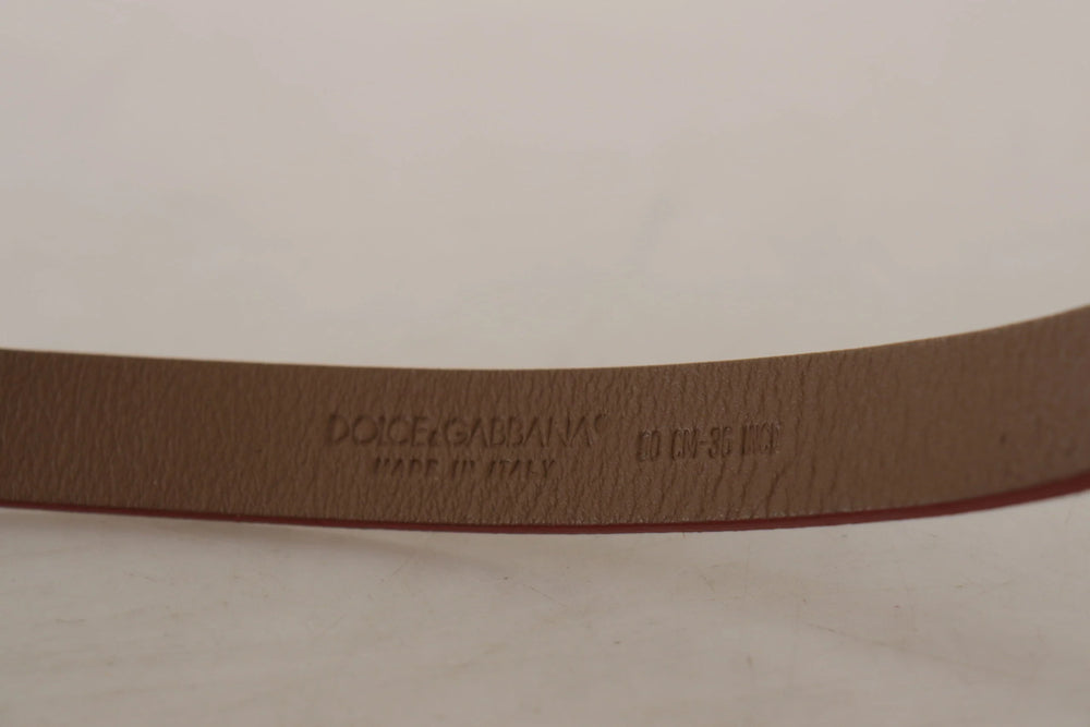 Dolce & Gabbana Brown Logo Engraved Metal Waist Buckle Belt - 90 cm / 36 Inches - Belts