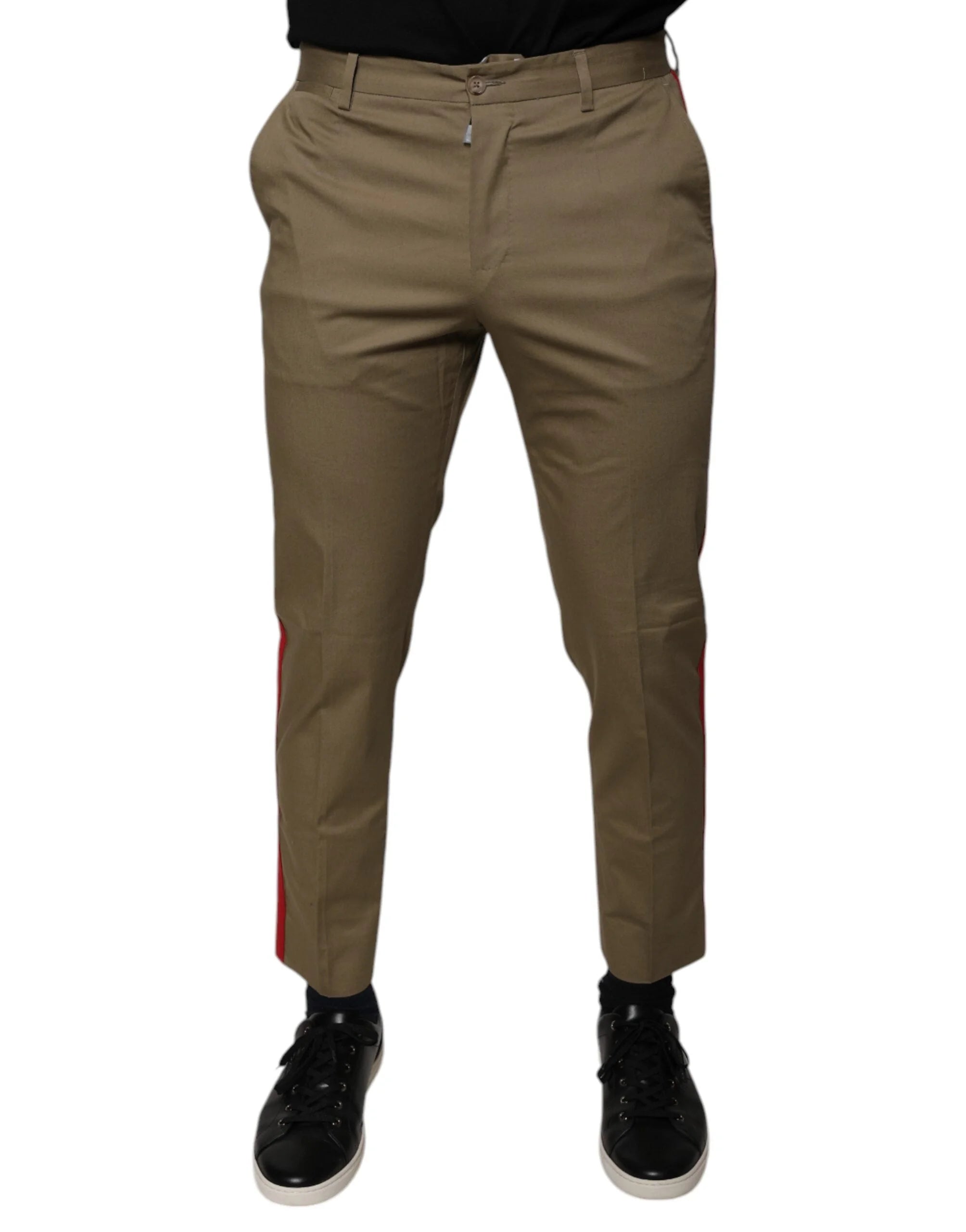 Dolce & Gabbana Brown Logo Men Casual Tapered Pants - IT46 | S - Trousers