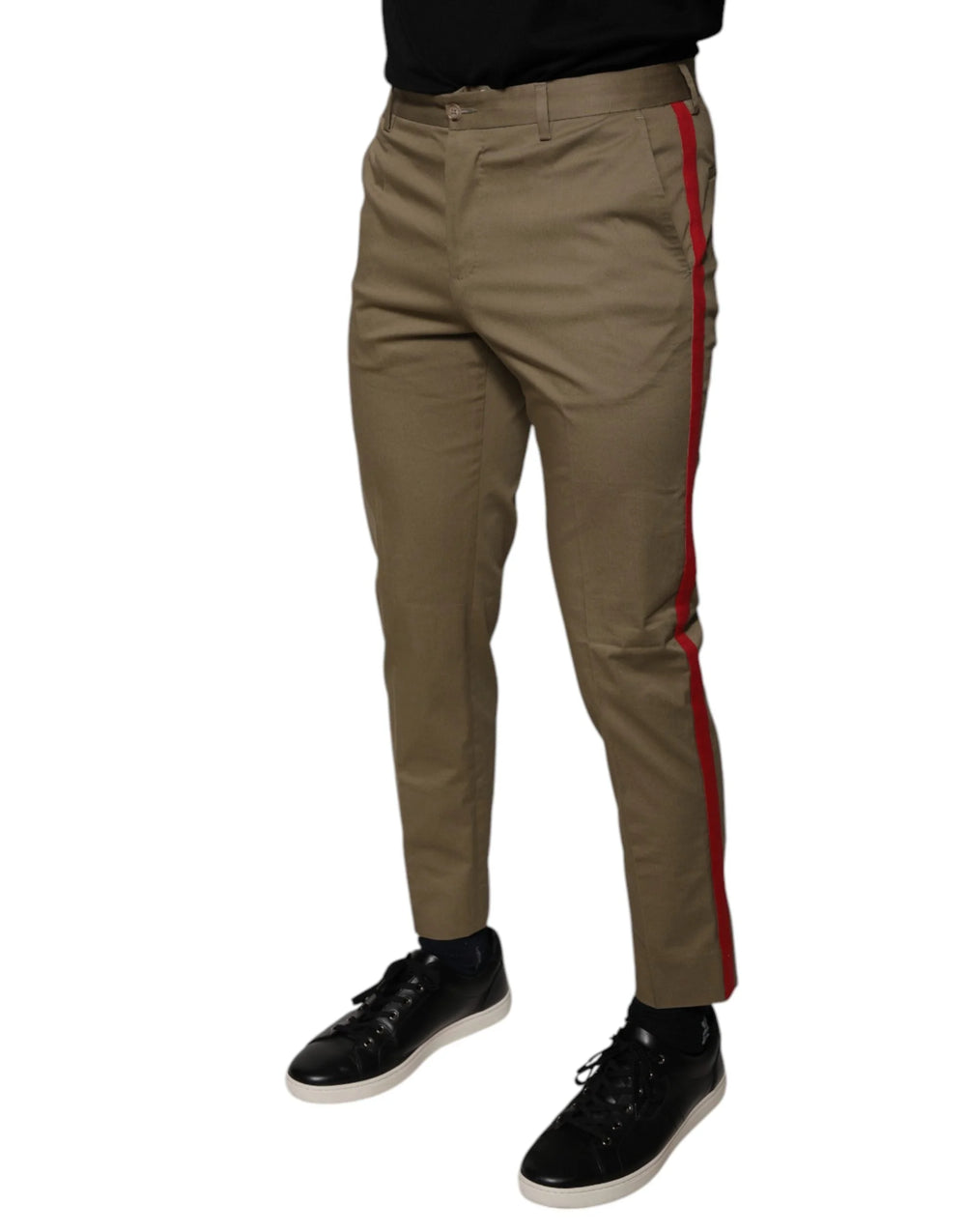 Dolce & Gabbana Brown Logo Men Casual Tapered Pants - IT46 | S - Trousers