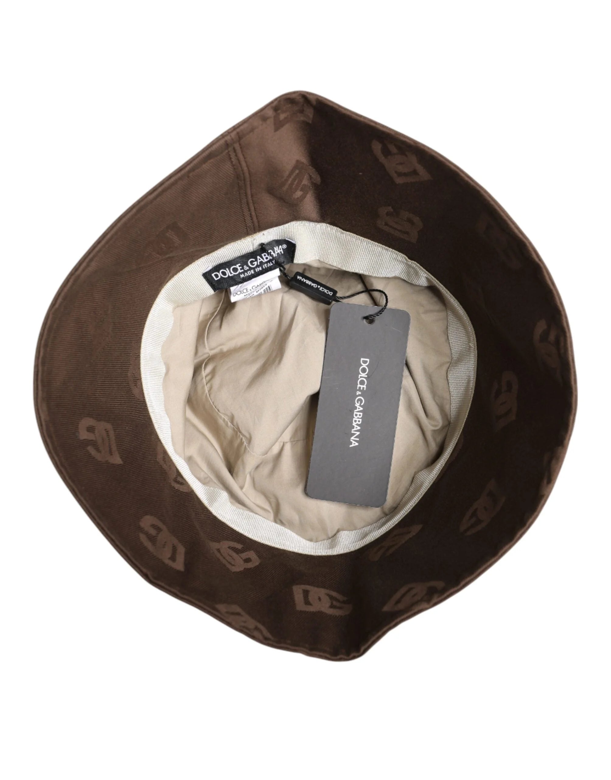Dolce & Gabbana Brown Logo Monogram Cotton Bucket Cap - 58 cm|M - Bucket Hats