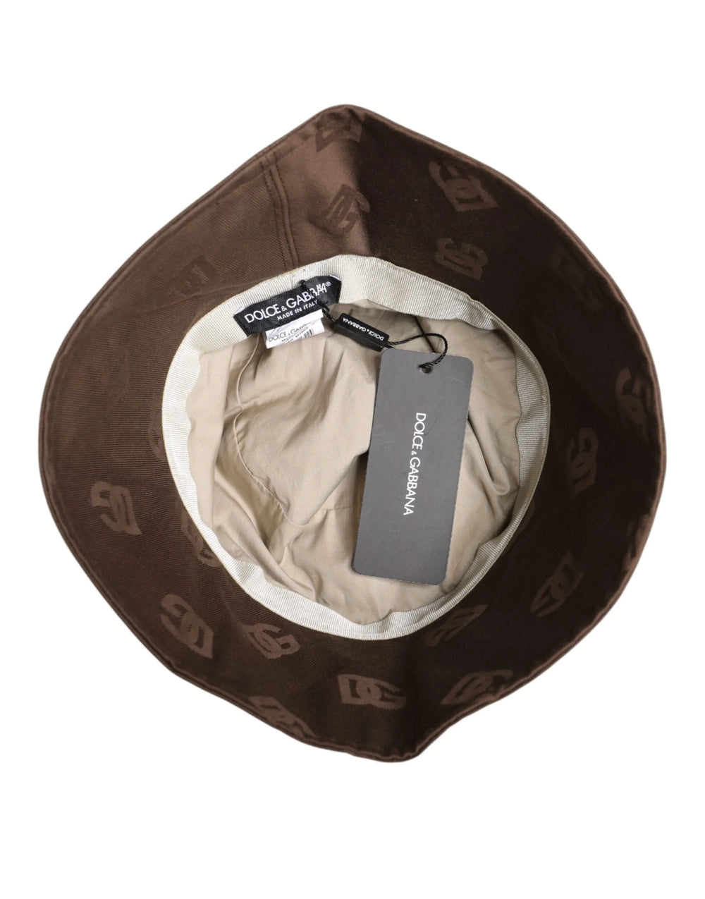 Dolce & Gabbana Brown Logo Monogram Cotton Bucket Cap - 58 cm|M - Bucket Hats