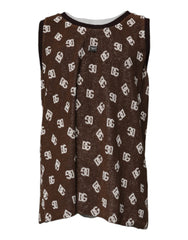 Dolce & Gabbana Brown Logo Monogram Cotton Crew Neck T-shirt - IT50 | L - Tank Tops