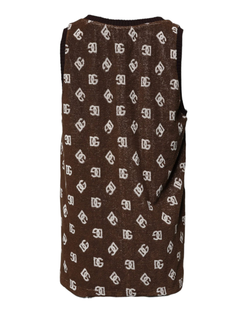 Dolce & Gabbana Brown Logo Monogram Cotton Crew Neck T-shirt - IT50 | L - Tank Tops