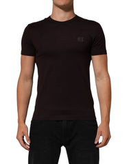 Dolce & Gabbana Brown Logo Plaque Cotton Crew Neck T-shirt - IT44 | XS - T-Shirts