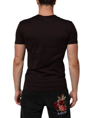 Dolce & Gabbana Brown Logo Plaque Cotton Crew Neck T-shirt - IT44 | XS - T-Shirts