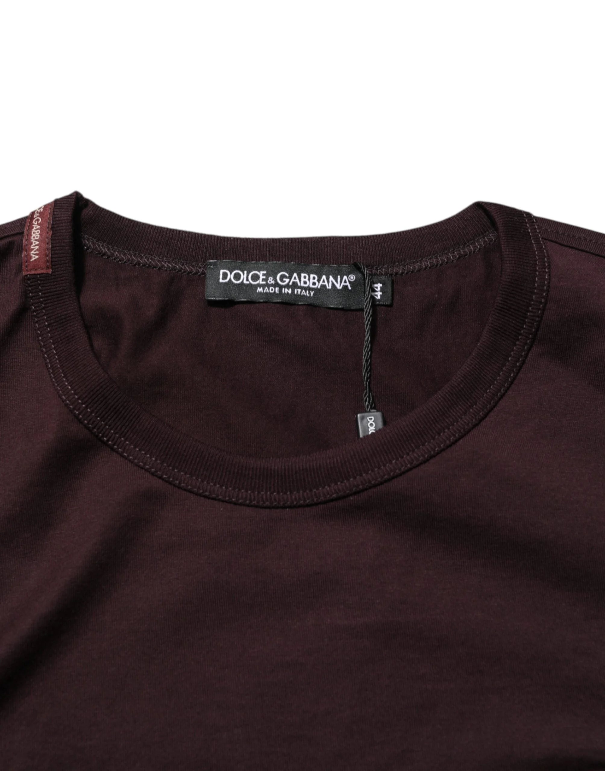 Dolce & Gabbana Brown Logo Plaque Cotton Crew Neck T-shirt - IT44 | XS - T-Shirts