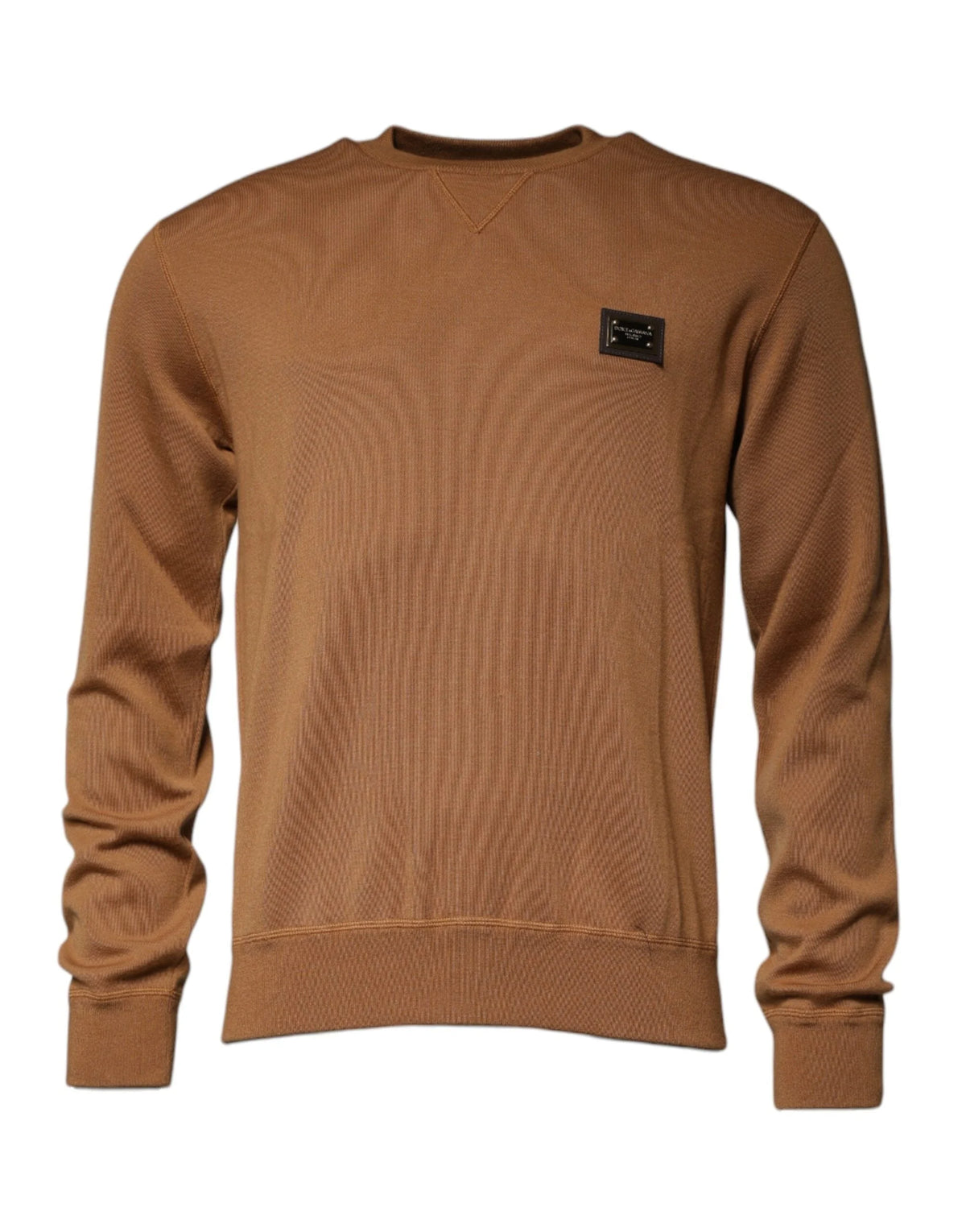 Dolce & Gabbana Brown Logo Plaque Crew Neck Pullover Sweater - IT48 | M - Sweaters