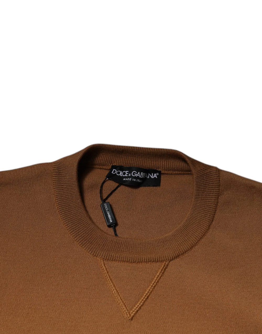 Dolce & Gabbana Brown Logo Plaque Crew Neck Pullover Sweater - IT48 | M - Sweaters