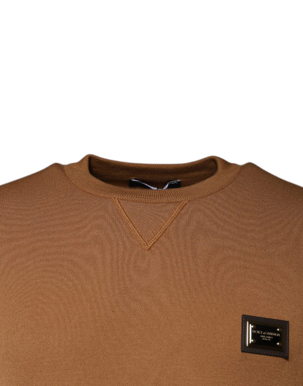 Dolce & Gabbana Brown Logo Plaque Crew Neck Pullover Sweater - IT48 | M - Sweaters