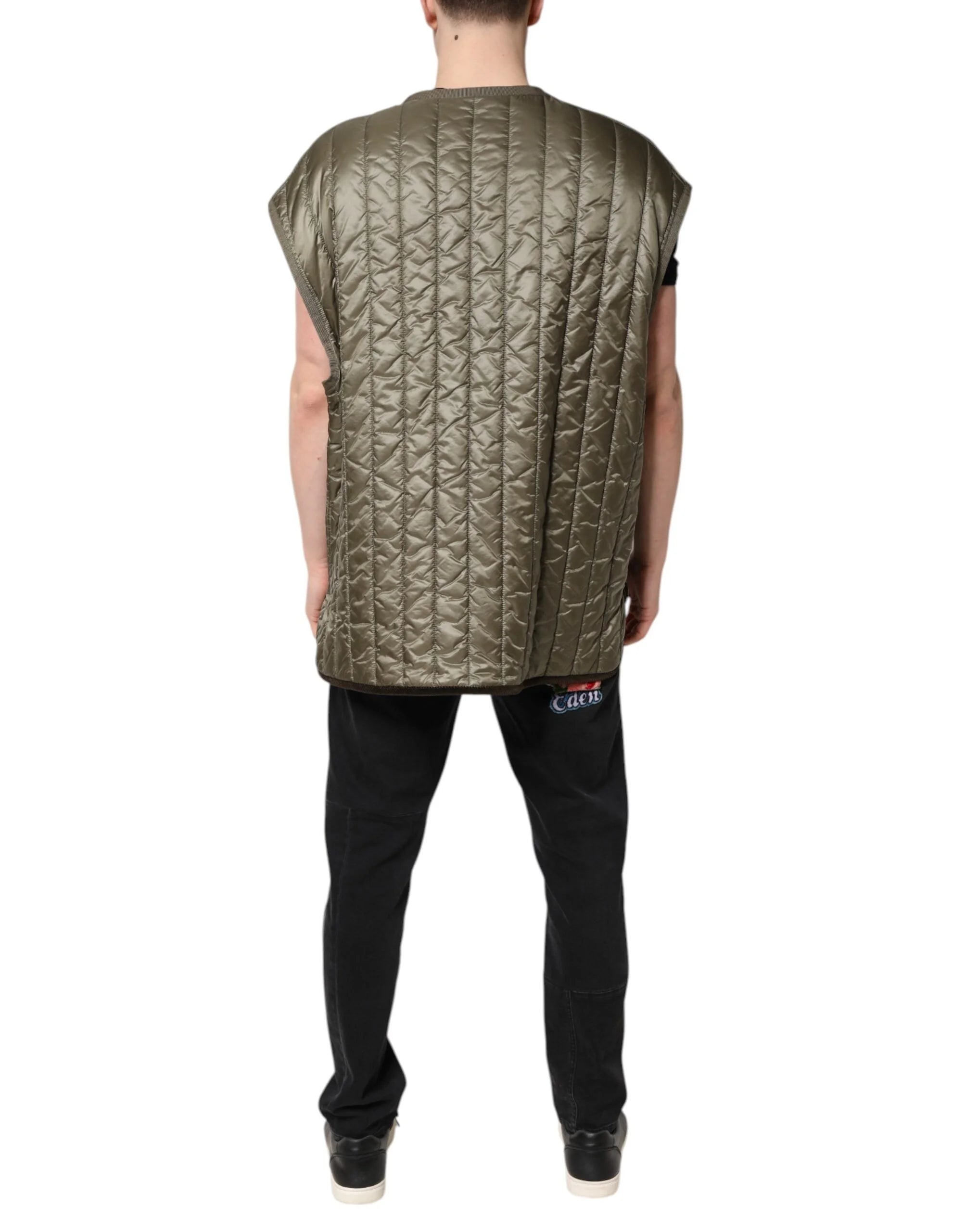 Dolce & Gabbana Brown Logo Plaque Quilted Vest Jacket - IT52 | XL - Vests