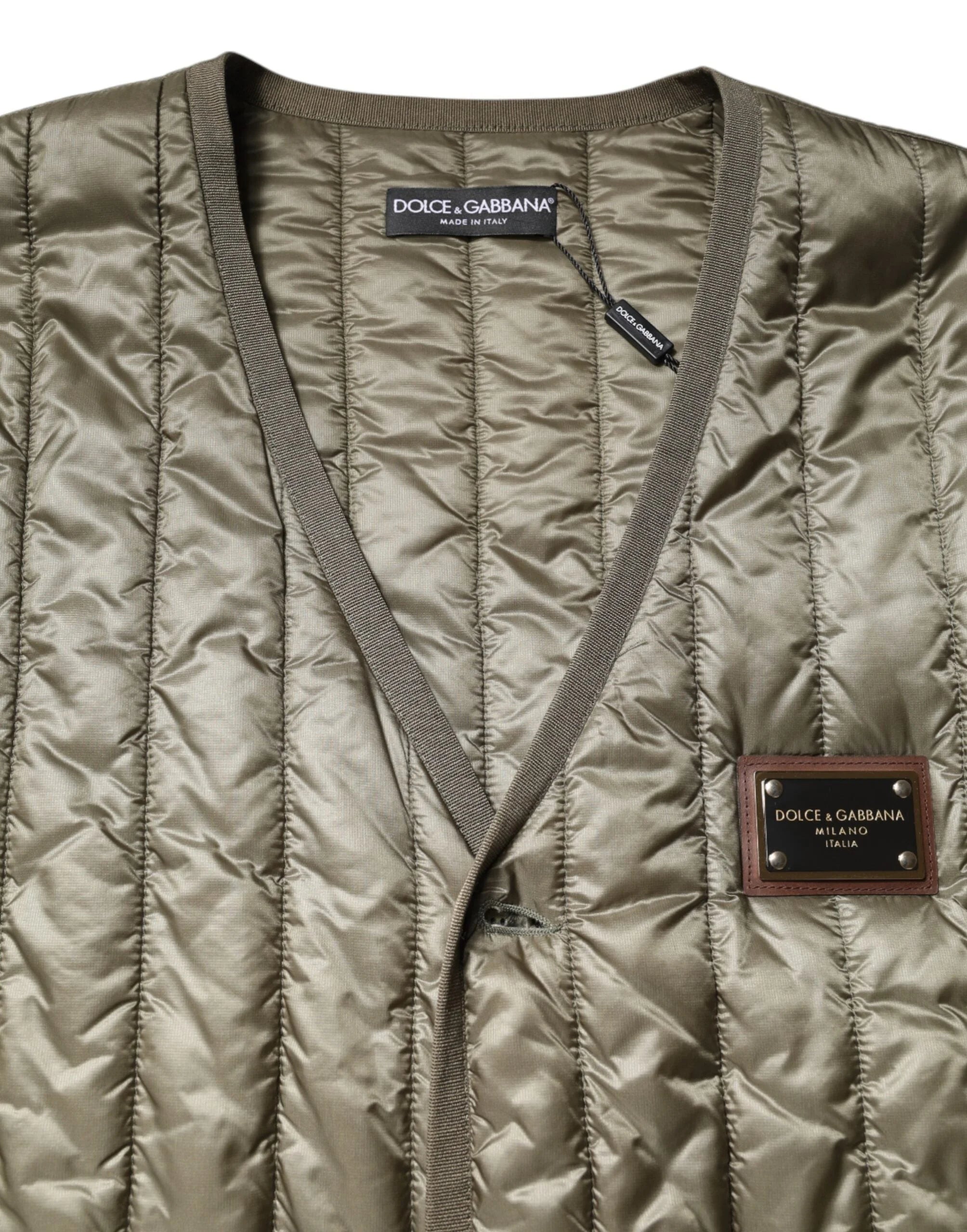 Dolce & Gabbana Brown Logo Plaque Quilted Vest Jacket - IT52 | XL - Vests