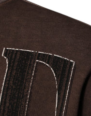 Dolce & Gabbana Brown Logo Print Crew Neck Pullover Sweater - IT48 | M - Sweaters