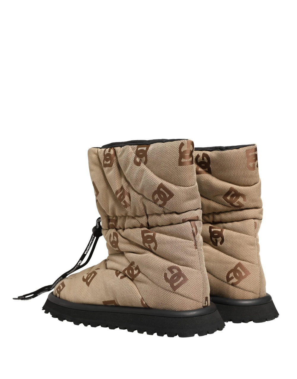 Dolce & Gabbana Brown Logo Print Lace Up Snow Boots Shoes - EU44/US11