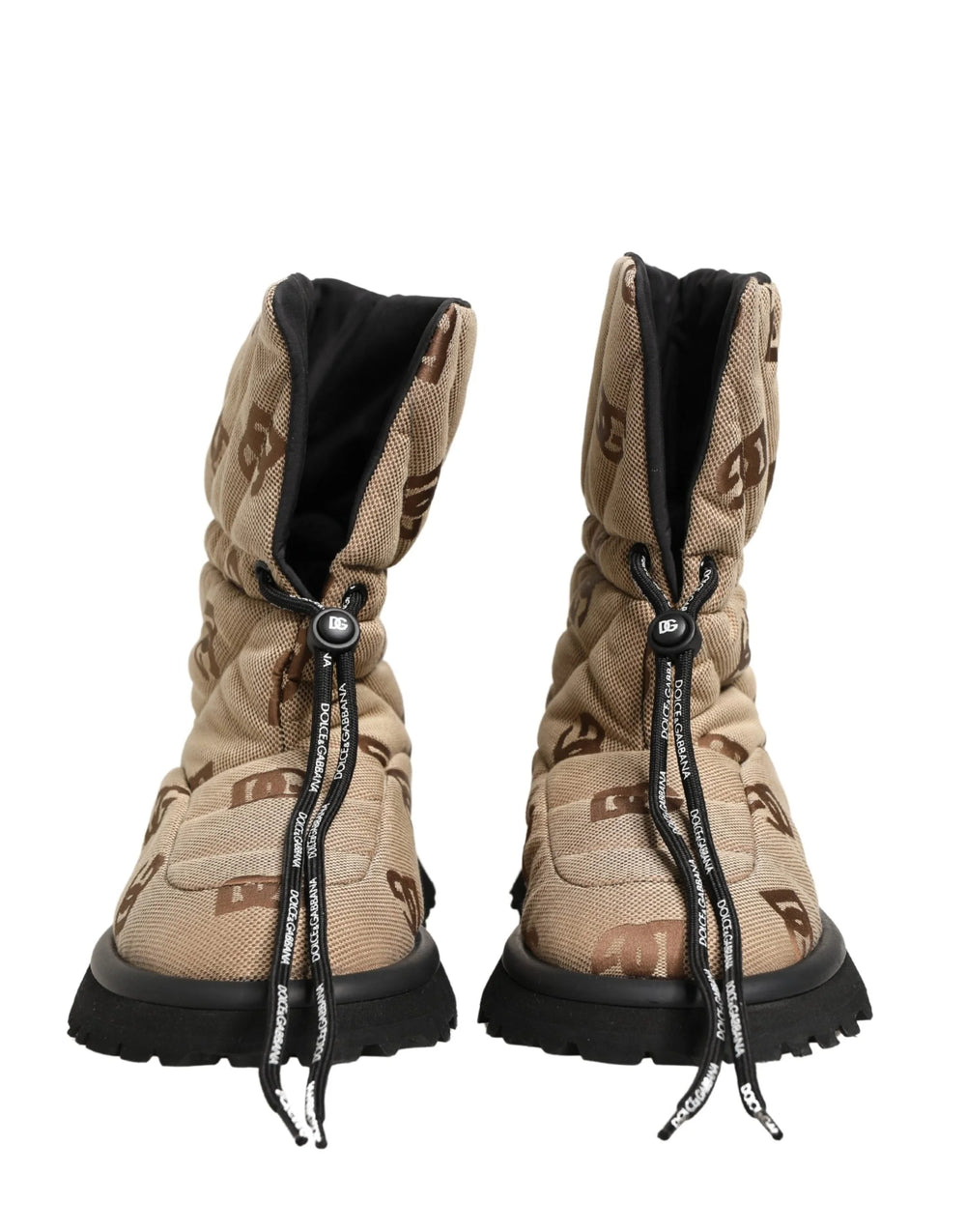 Dolce & Gabbana Brown Logo Print Lace Up Snow Boots Shoes - EU44/US11