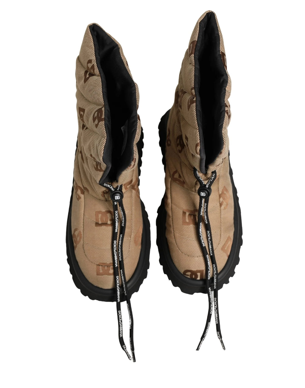 Dolce & Gabbana Brown Logo Print Lace Up Snow Boots Shoes - EU44/US11