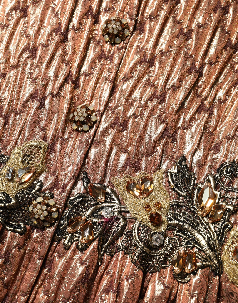 Dolce & Gabbana Brown Metallic Crystal Evening Gown Dress - IT44 | L