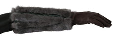 Dolce & Gabbana Brown Mid Arm Length Leather Fur Gloves - 7.5|S