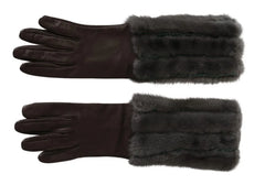 Dolce & Gabbana Brown Mid Arm Length Leather Fur Gloves - 7.5|S