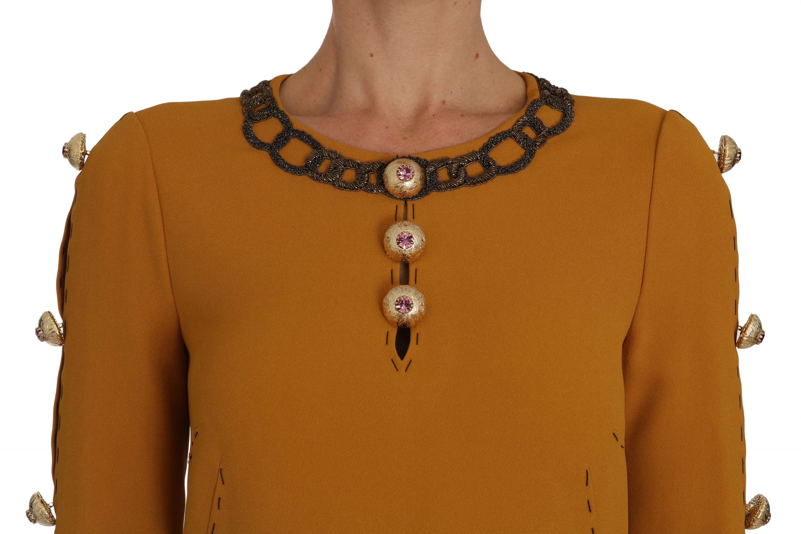 Dolce & Gabbana Brown Mini Crystal Embellished Dress - IT40|S - Dresses