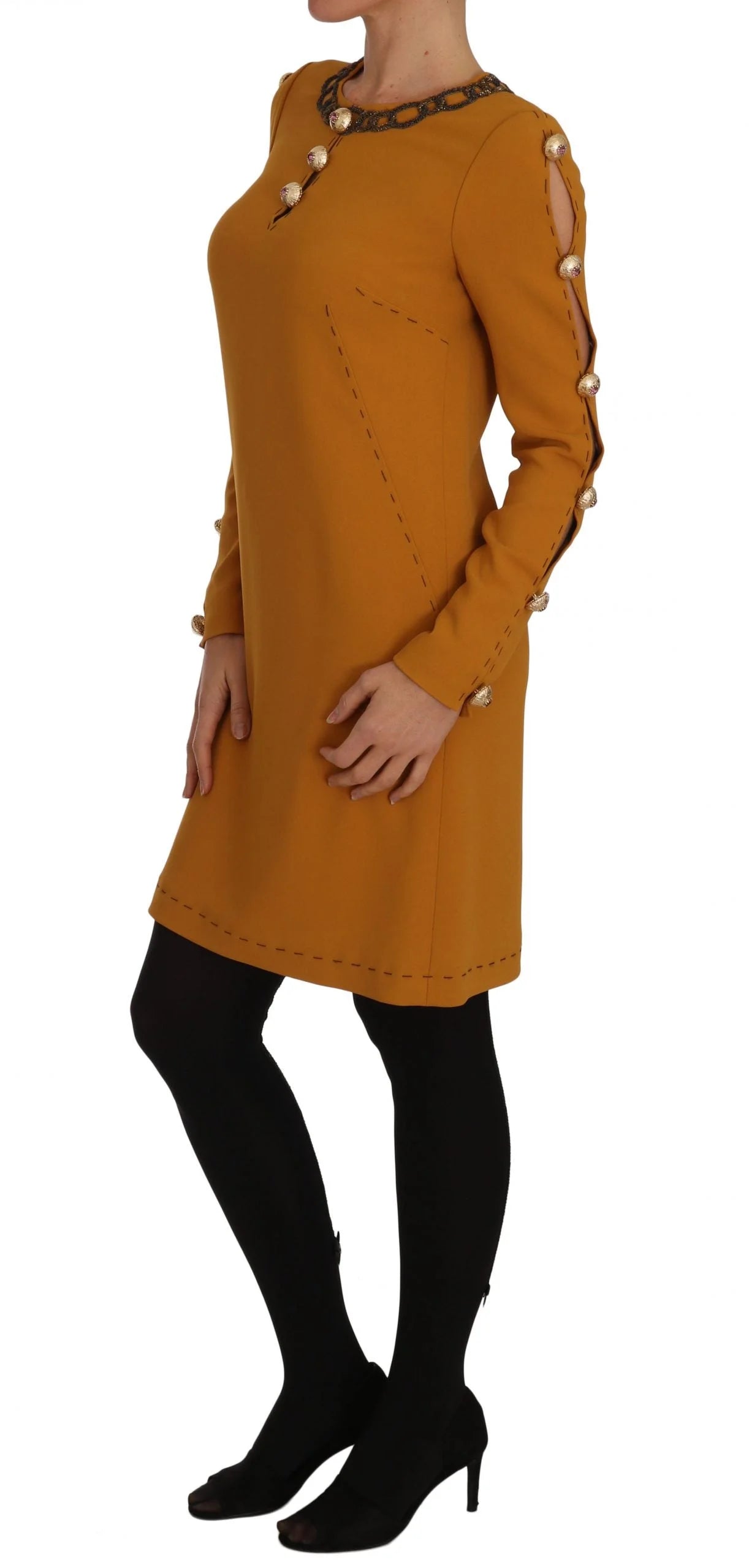 Dolce & Gabbana Brown Mini Crystal Embellished Dress - IT40|S - Dresses