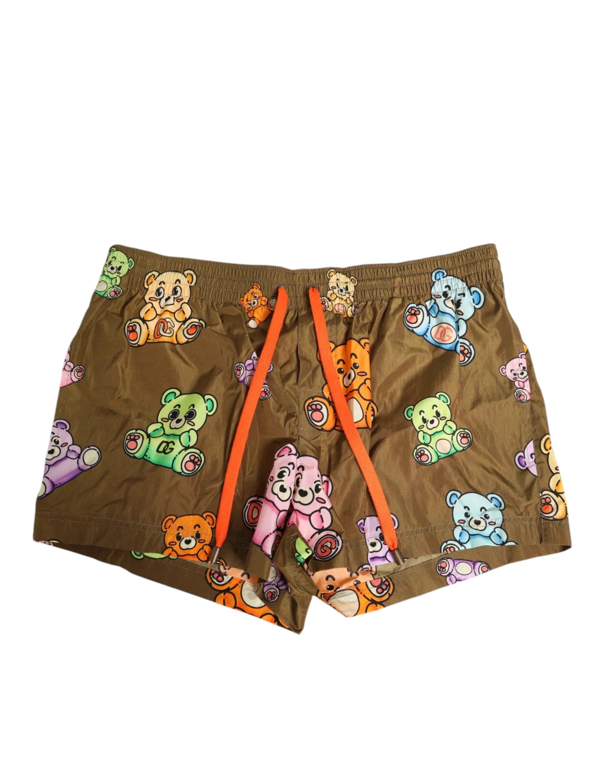 Dolce & Gabbana Brown Multicolor Teddy Bear Men Shorts Swimwear - IT4 | S