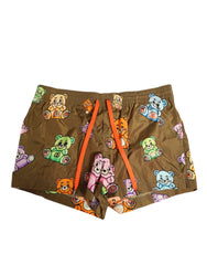 Dolce & Gabbana Brown Multicolor Teddy Bear Men Shorts Swimwear - IT4 | S