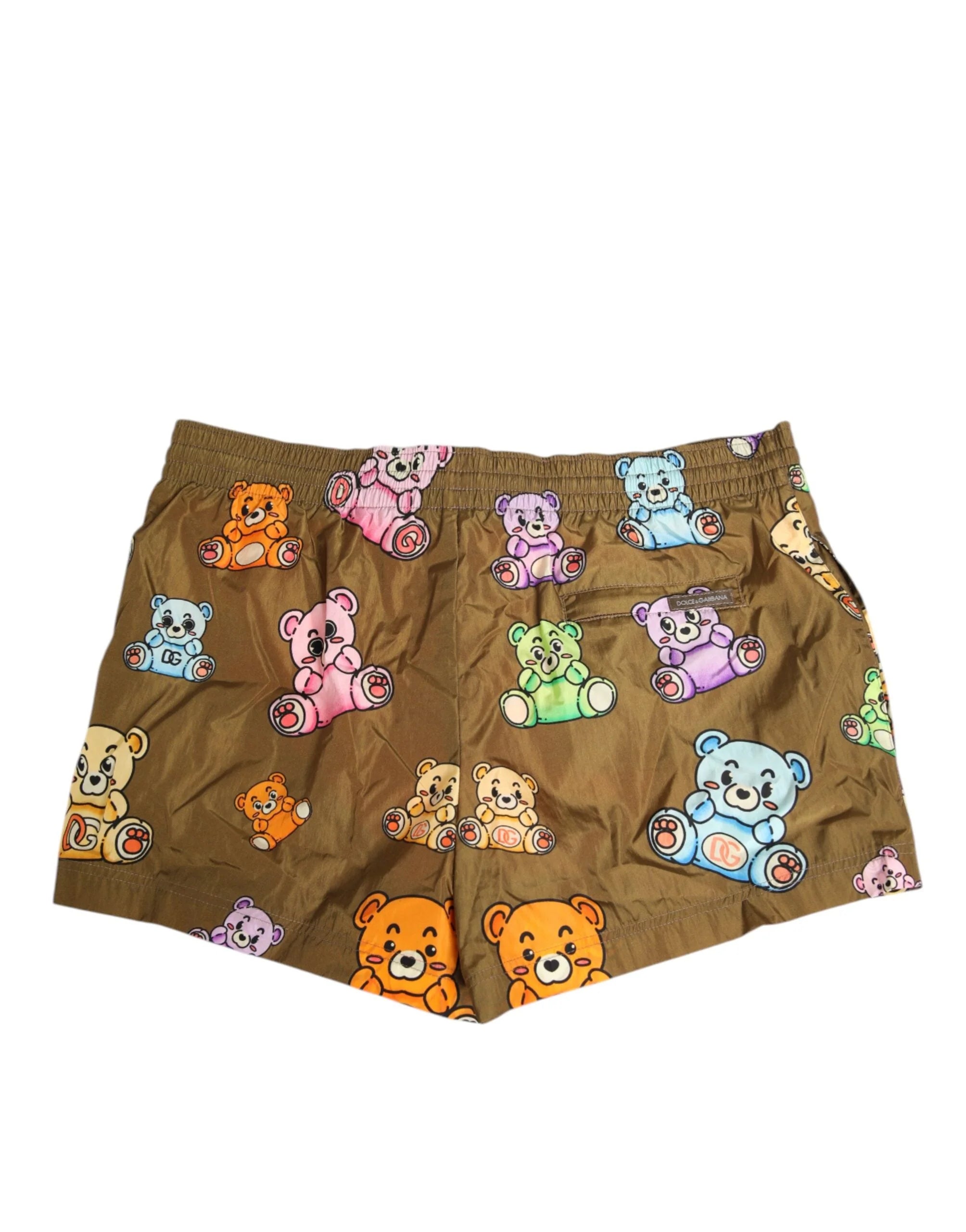 Dolce & Gabbana Brown Multicolor Teddy Bear Men Shorts Swimwear - IT4 | S - Swim Boxers