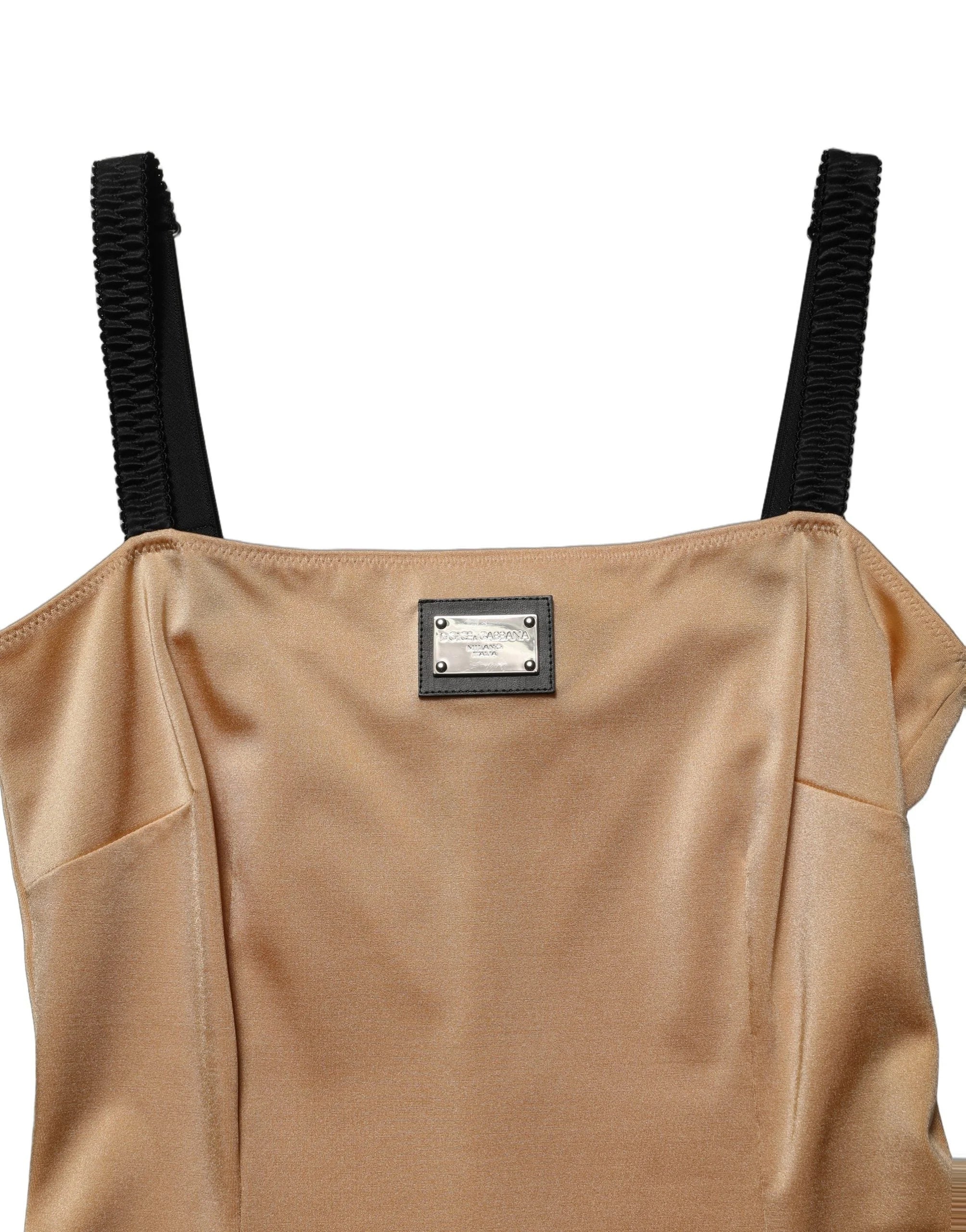 Dolce & Gabbana Brown Nylon Blend Cady Sleeveless Mini Dress - IT40|S