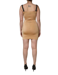 Dolce & Gabbana Brown Nylon Blend Cady Sleeveless Mini Dress - IT40|S