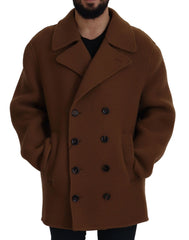 Dolce & Gabbana Brown Nylon Double Breasted Coat Jacket - IT54 | XL - Overcoats