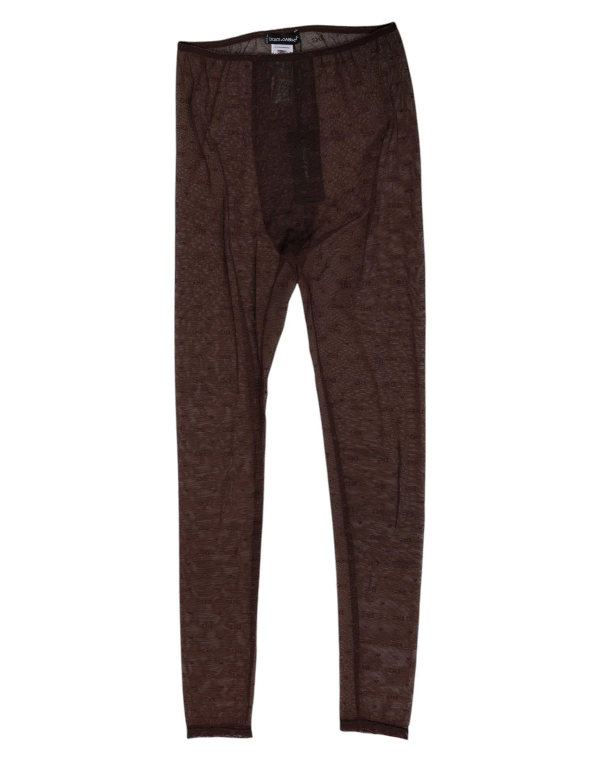 Dolce & Gabbana Brown Nylon Logo Lace Leggings Pants Underwear - IT2 | S - Hosiery