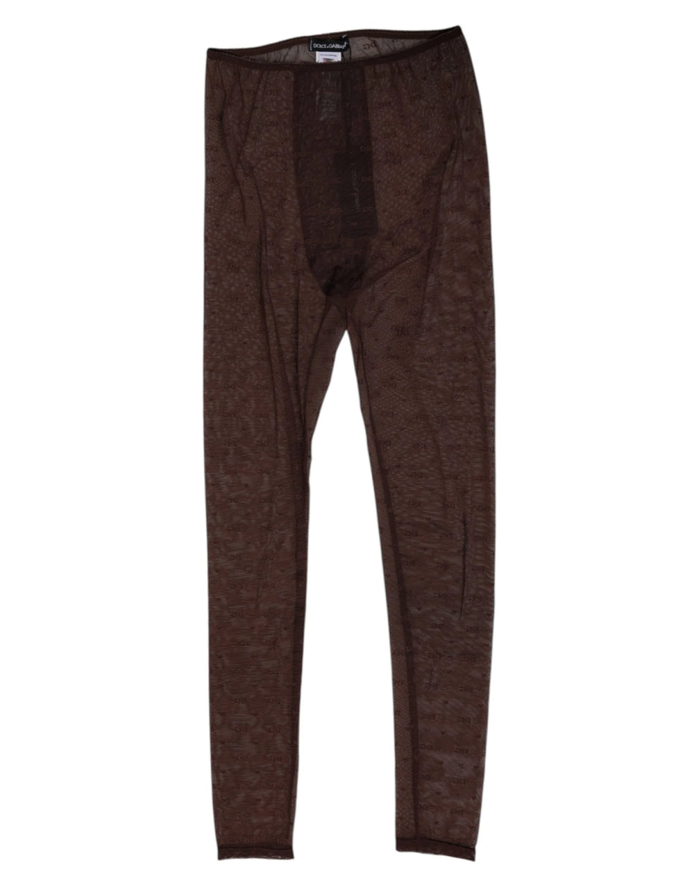 Dolce & Gabbana Brown Nylon Logo Lace Leggings Pants Underwear - IT2 | S - Hosiery