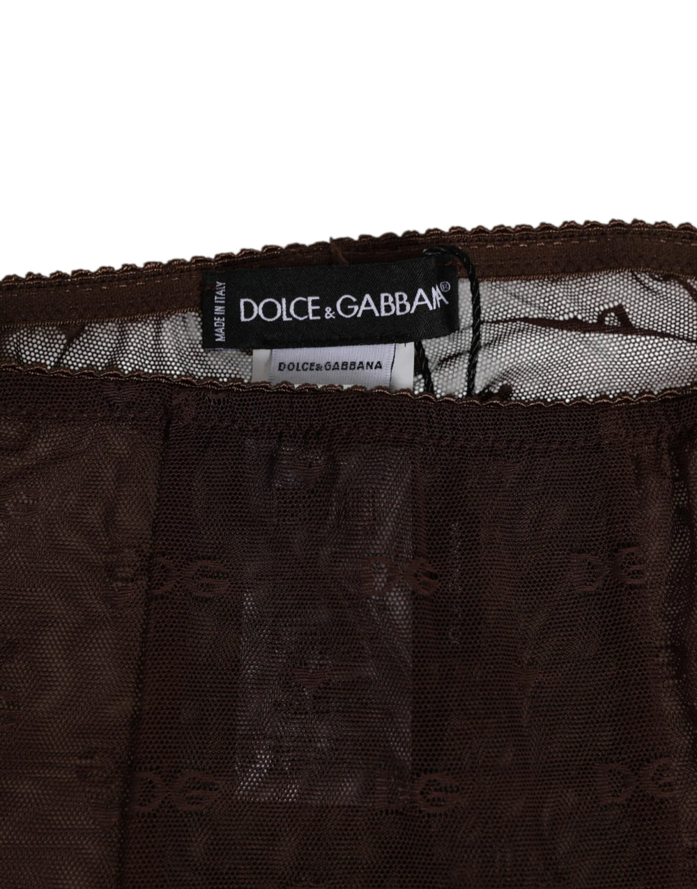 Dolce & Gabbana Brown Nylon Logo Lace Leggings Pants Underwear - IT2 | S - Hosiery