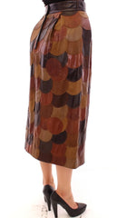 Dolce & Gabbana Brown Patchwork Leather Straight Skirt - Skirts
