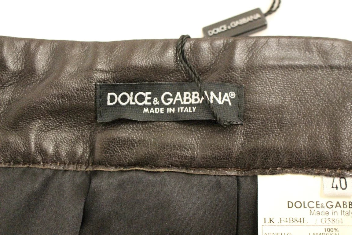 Dolce & Gabbana Brown Patchwork Leather Straight Skirt - Skirts