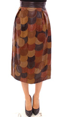 Dolce & Gabbana Brown Patchwork Leather Straight Skirt - Skirts