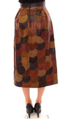 Dolce & Gabbana Brown Patchwork Leather Straight Skirt - Skirts